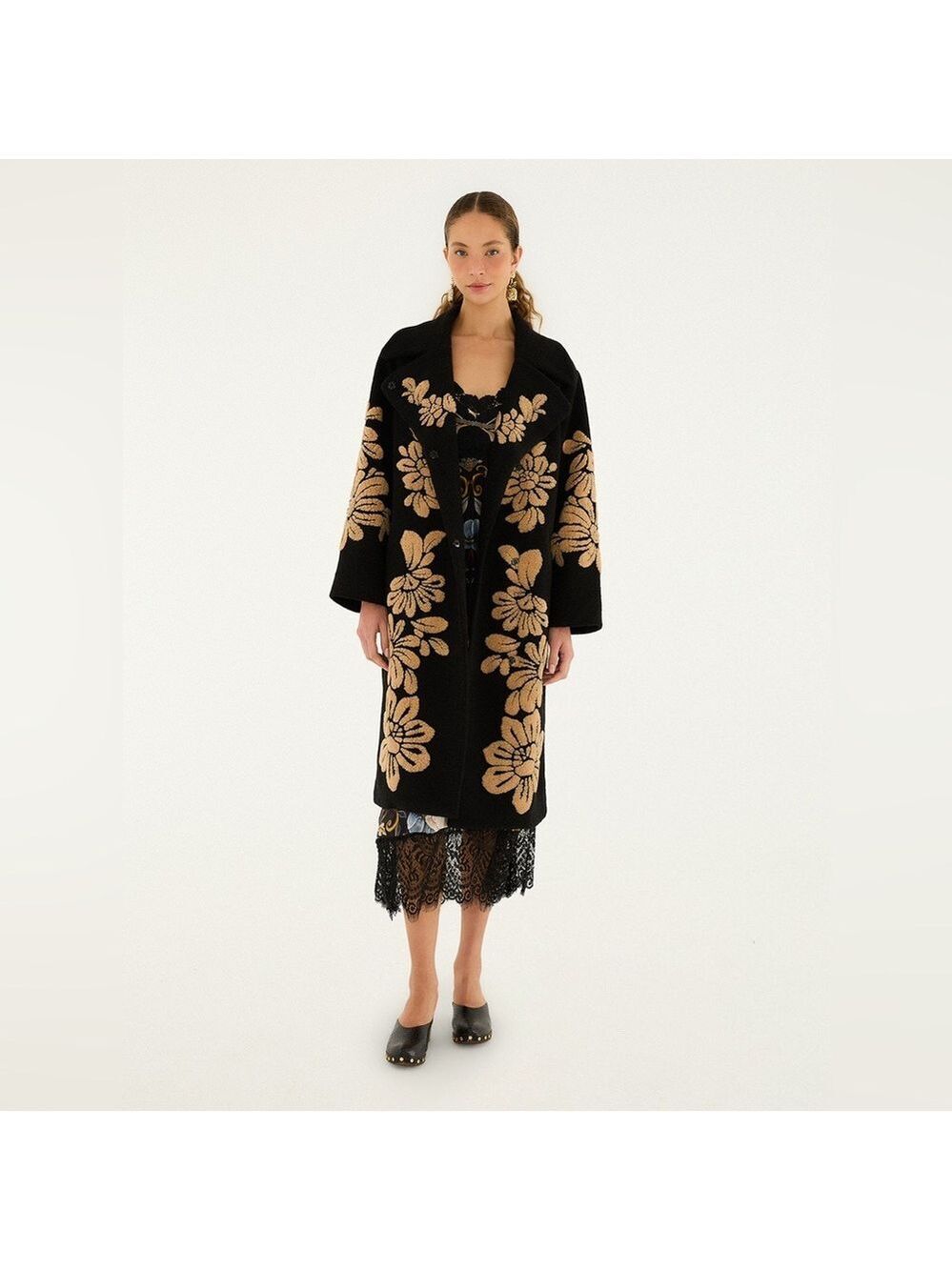 Farm Rio Bold Flowers Black Fleece